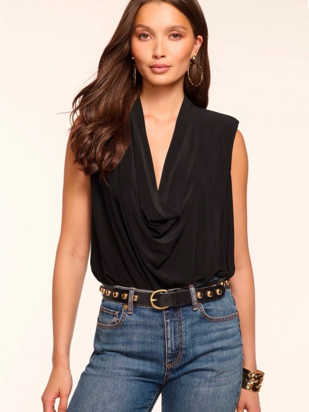 Ramy Brook Eden Cowl Neck Bodysuit Black Size XS